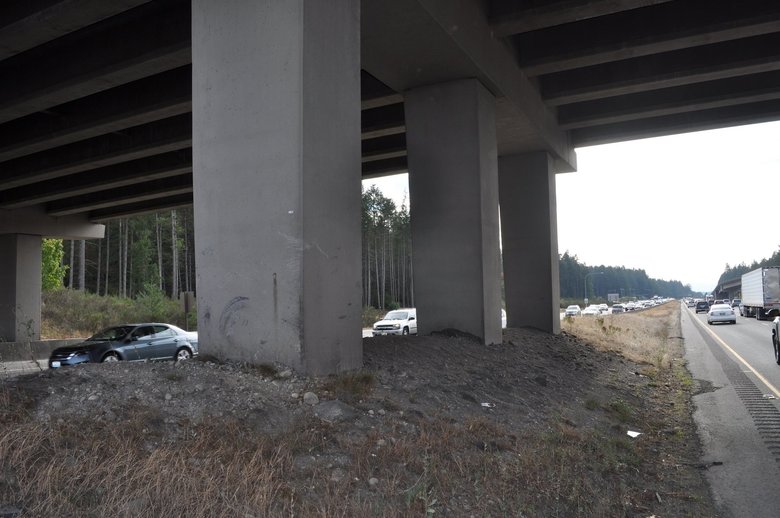 Washington State Dirt Earth Berm on Freeway